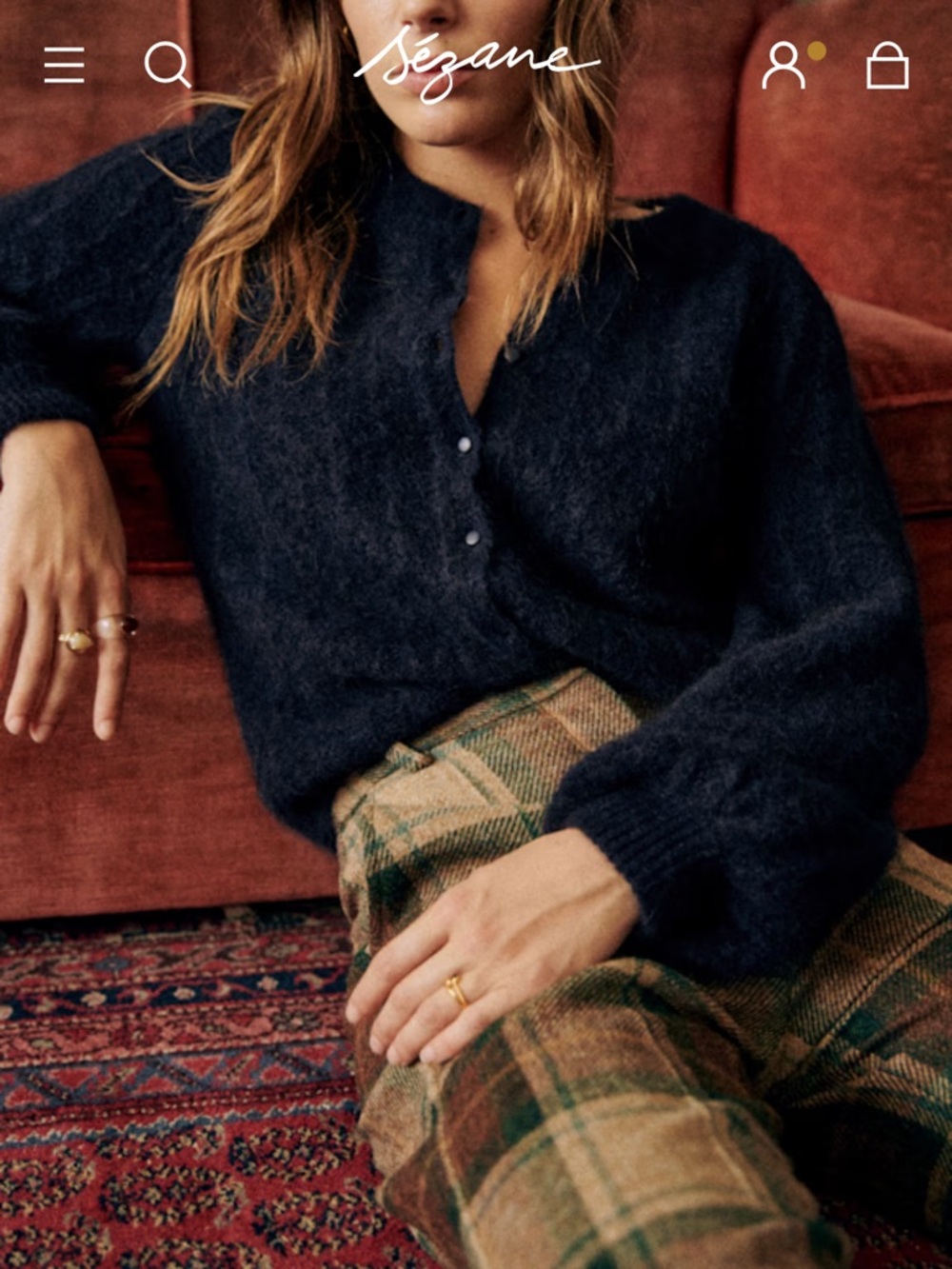 Sezane Navy Amance Cardigan